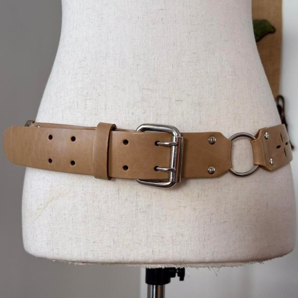 Taupe Leather Cut Out Belt